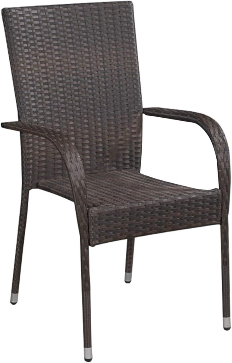 Stapelbare tuinstoelen, stapelstoel, balkonstoelen, polyrotan, bruin, 55,5 x 53,5 x 95 cm, 4 stuks