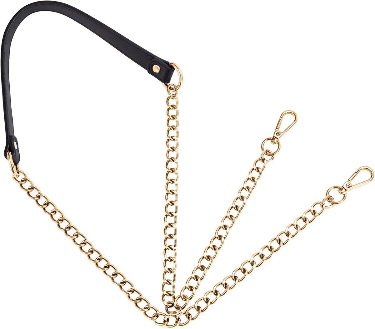 Kettingriem, verstelbare metalen ketting, schouderriem, afneembare handtassen, ketting, riem, lange tas, kettingriem met gespen, 120 cm (gouden ketting)