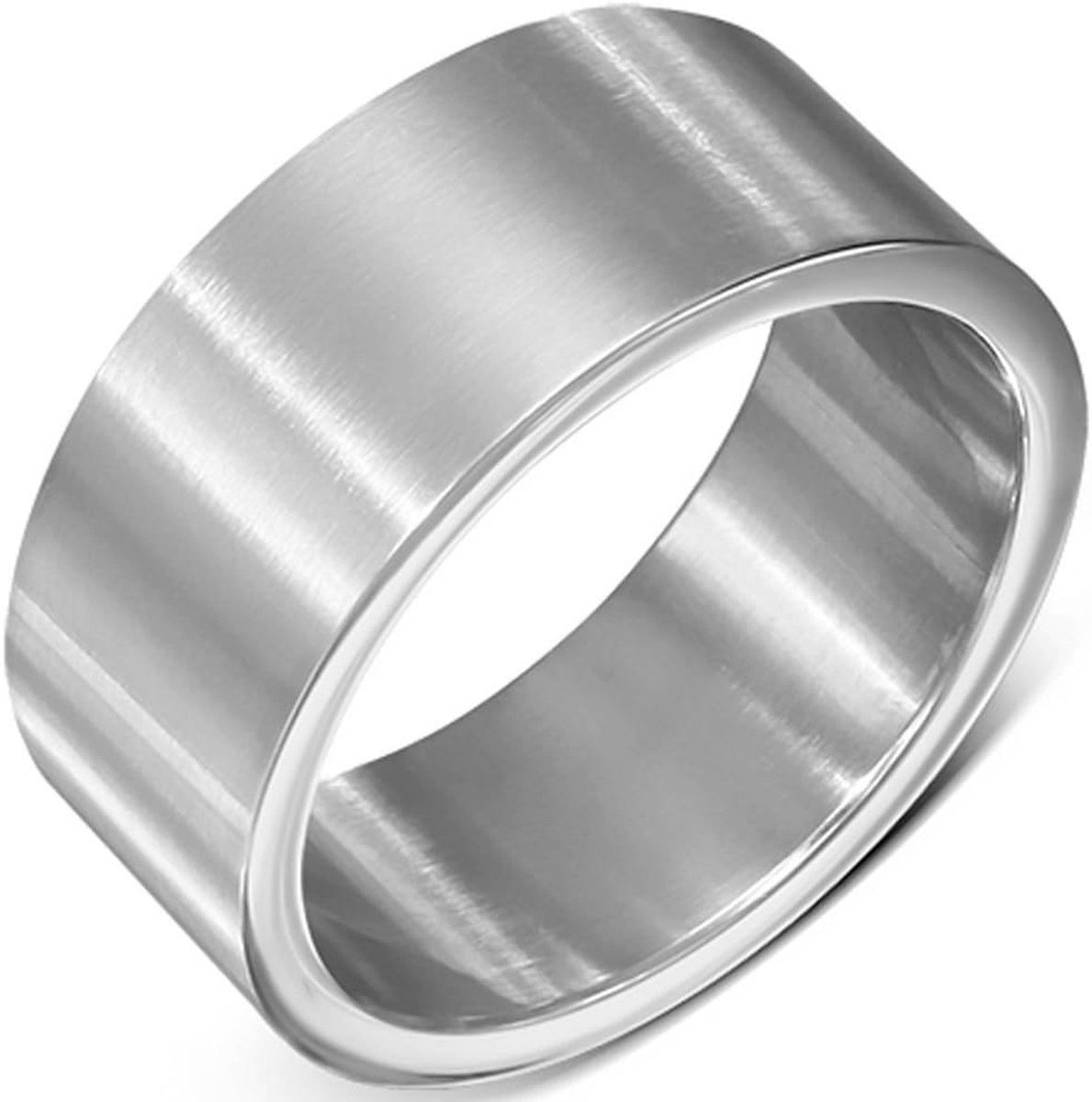 - Herenring in groot mat zilver edelstaal, voor huwelijk of verloving ZR0103