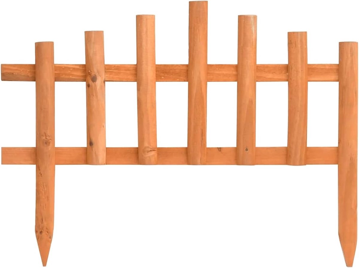 Hout, 440 cm lang, massief dennenhout met oranje waterlak, 35 cm hoog, 10 stuks, ideaal voor tuinbedden en gazonbegrenzingen