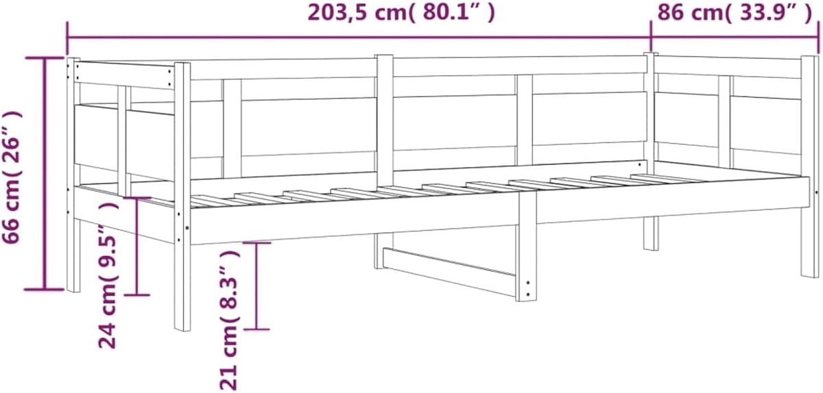 Sofa bed sofa structuur moderne sofa bed divanbed voor slaapkamer woonkamer kantoor zonder matras massief grenen honingbruin 80x200 cm