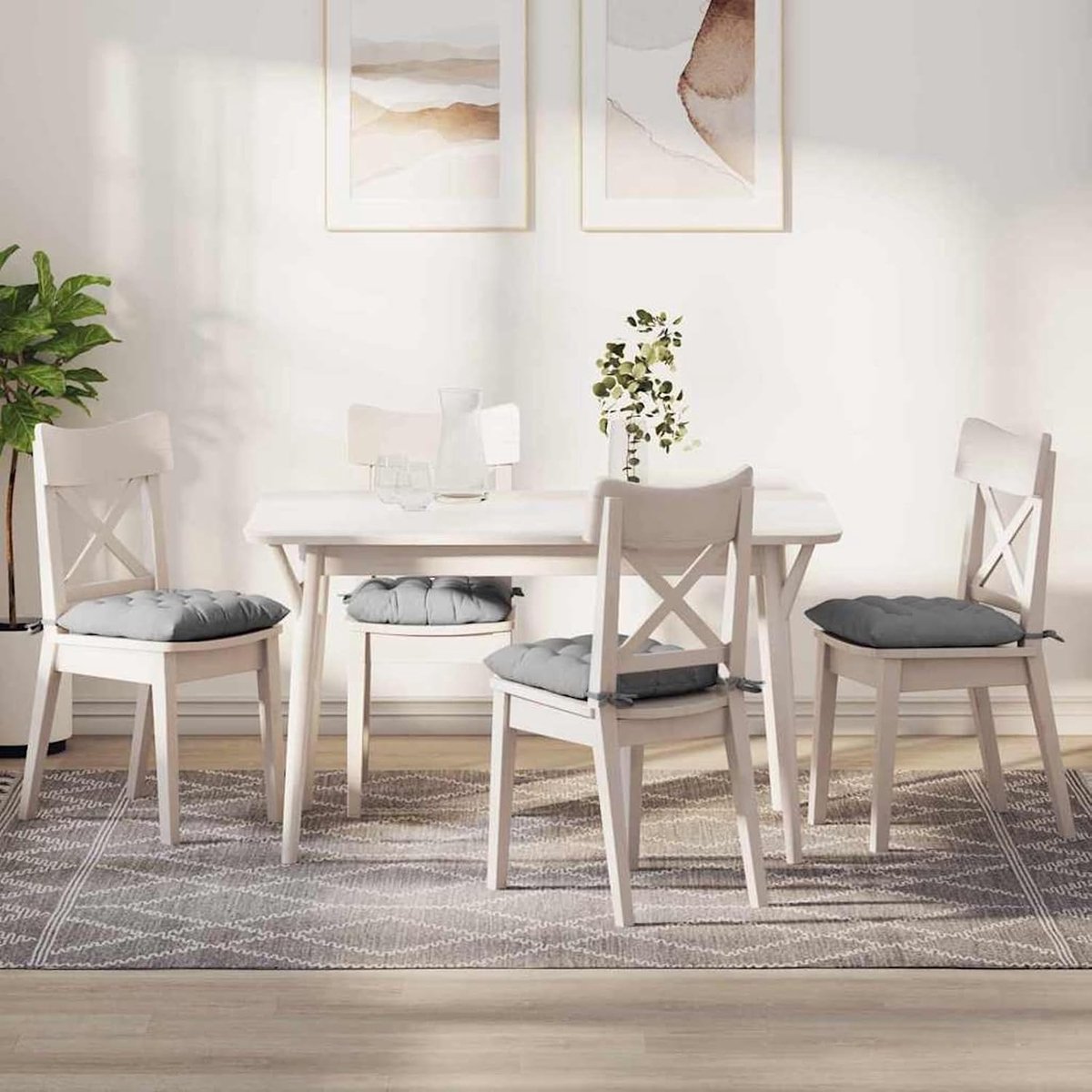 Zitkussen 2 stuks wolkengrijs 40 x 40 x 6 cm stof, stoelkussen zachte zitkussens outdoor kussens voor woonkamer tuin camping gastronomie bistro terras 42015159