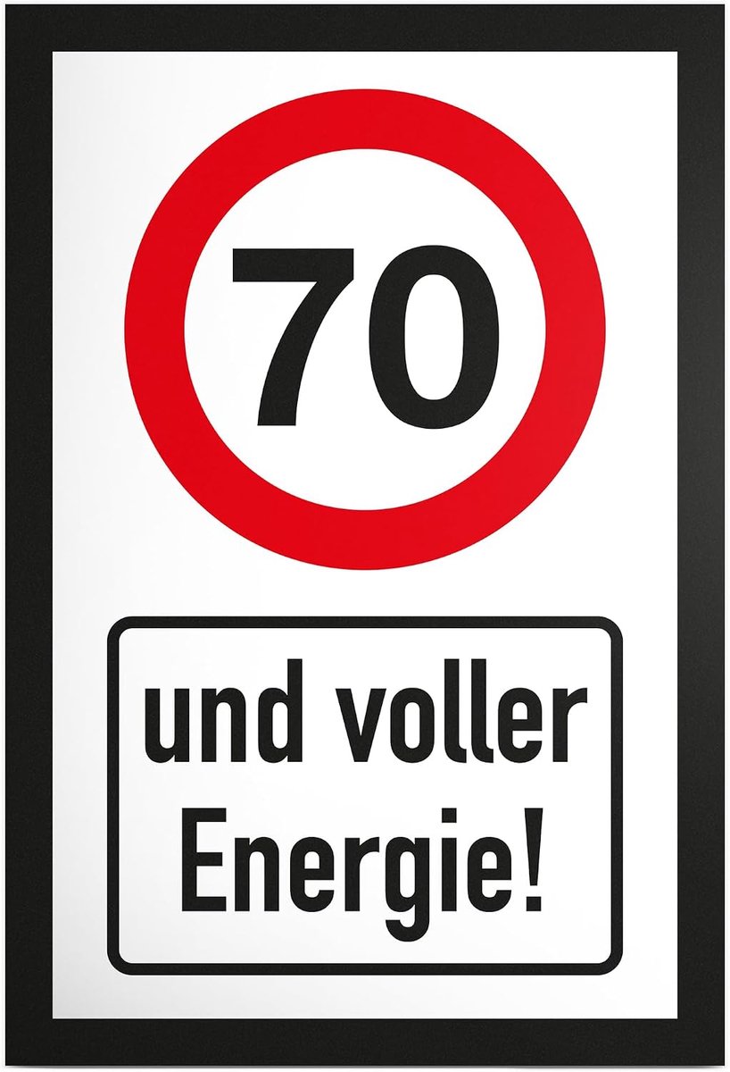 70 jaar vol energie, plastic bord - Cadeau 70 verjaardag, cadeau-idee verjaardagscadeau zeventig, verjaardagsdeco/feestdecoratie/feestaccessoires/verjaardagskaart