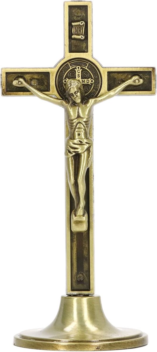 Dailygoods- Wandkruis Metalen Zinklegering - Kruis Muur - Wandkluis - Handgemaakt - Verwijderbare Basis - Doordacht Cadeau - Kruisbeeld