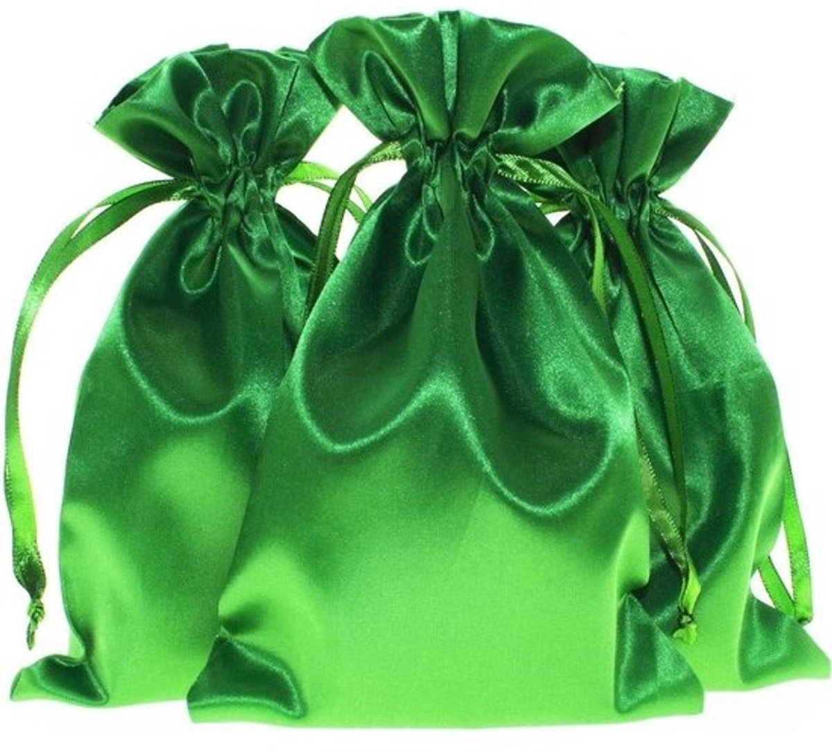 Cadeauzakjes Satijn - Geschenktasjes Trekkoord - Kleine Cadeaus Verpakken - Zijdezacht Materiaal - 10 x 15 cm - Groen