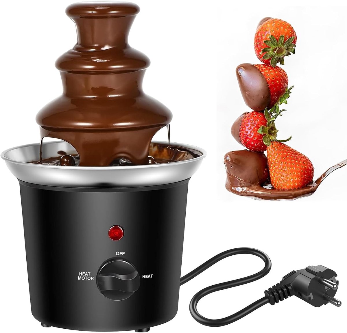 Chocoladefontein - Zwart - 15,5 x 24,5 cm - Roestvrijstalen Fondueset - Voor Feesten en Bruiloften