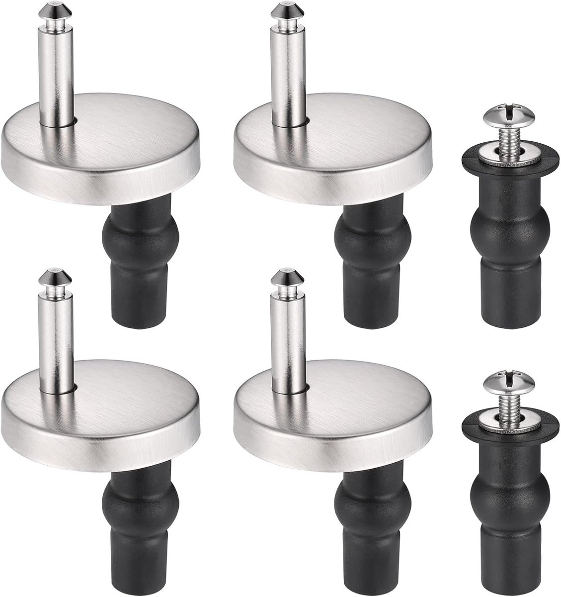 ZEYNOMAX- WC-Bril Bevestigingen Universeel - 6-delige Set - Roestvrij Staal - Rubber - Inclusief 2 Expansie Schroeven - Diameter 45mm - Toiletbrilbesl