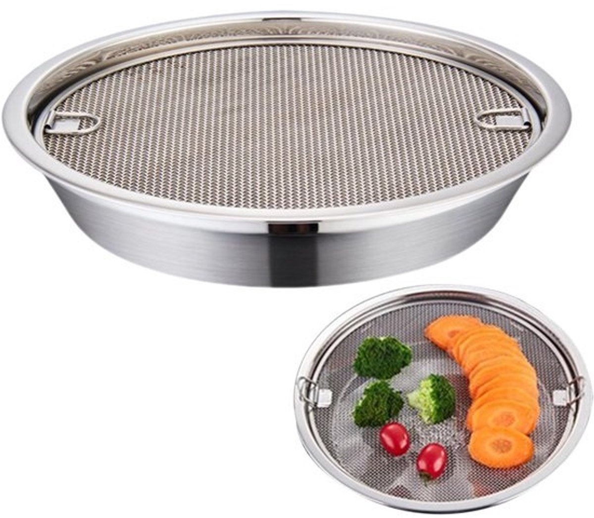 Frituurolie bak - Afdruiprek olie - Vetten scheiden - Directe vetscheiding - 26 cm - Zilver