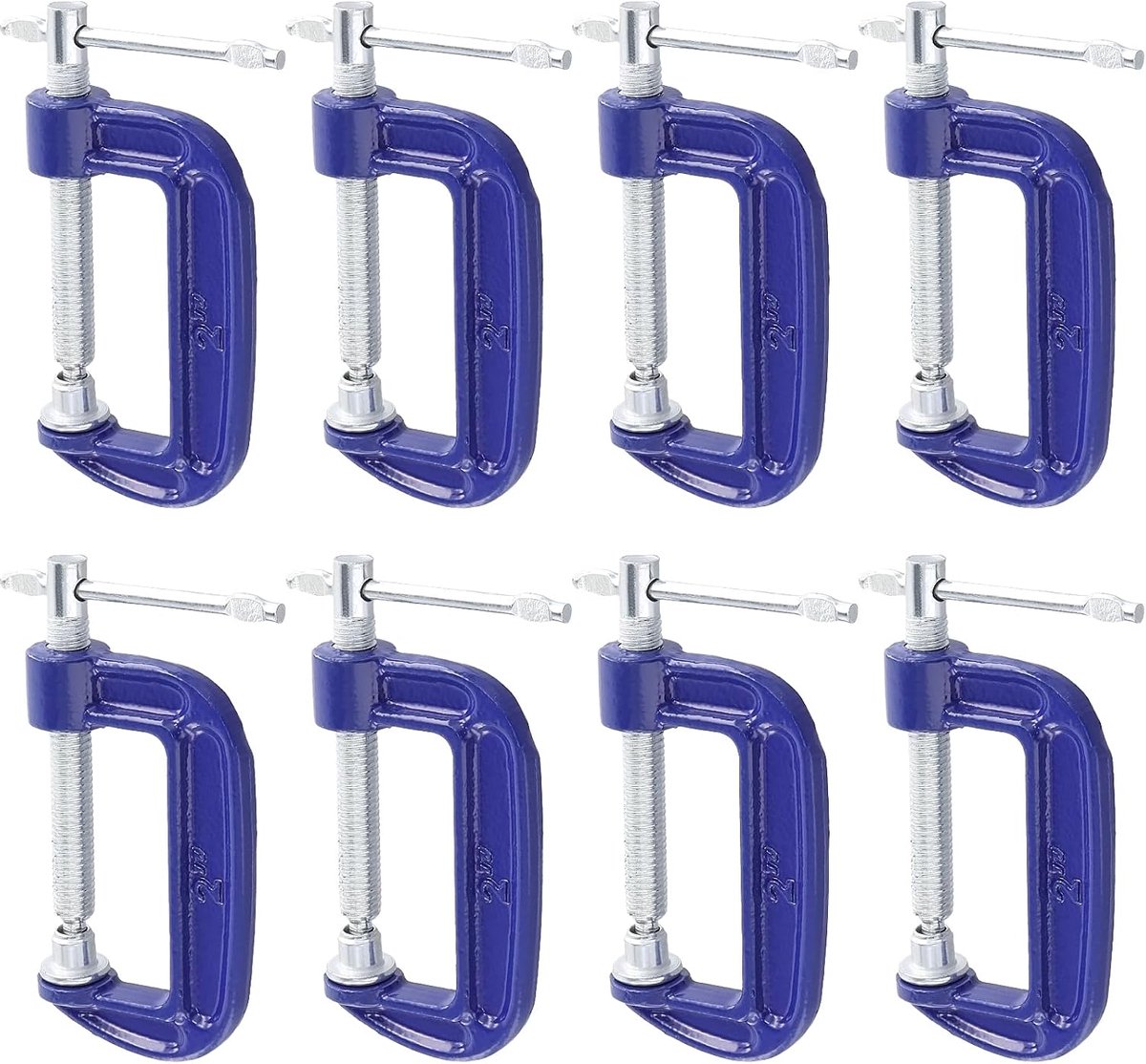 Dailygoods- G Klemmen 50mm - 8 Stuks - Metalen Klemmen - T-Handgreep - Draaibare Pad - Schokbestendig