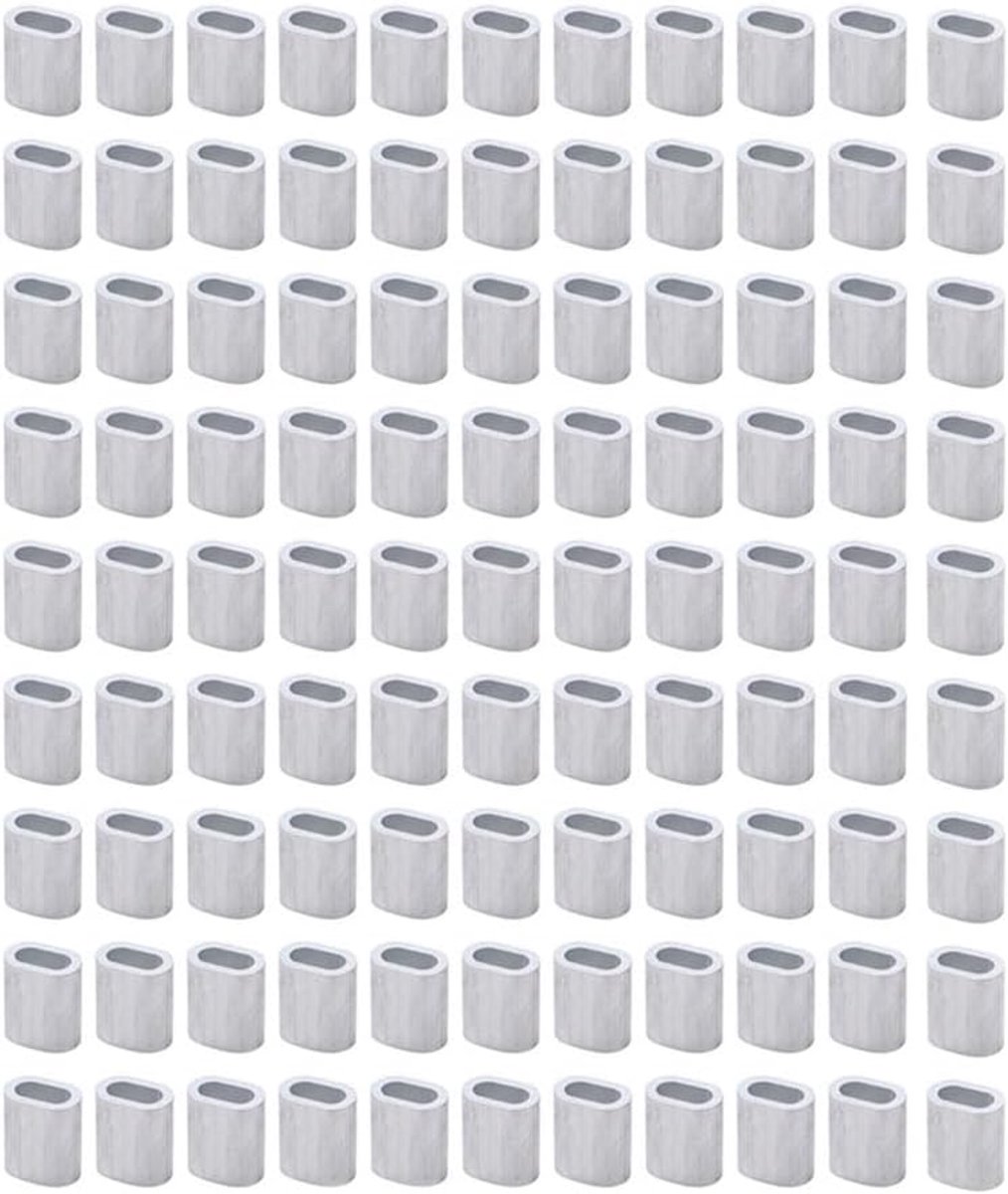Dailygoods- Krimploophuls 100 Stuks - Aluminium Draadkabel - Kabelbevestiging - Touwklemmen - Visserij - Gereedschapsset - Draadkabelhulzen