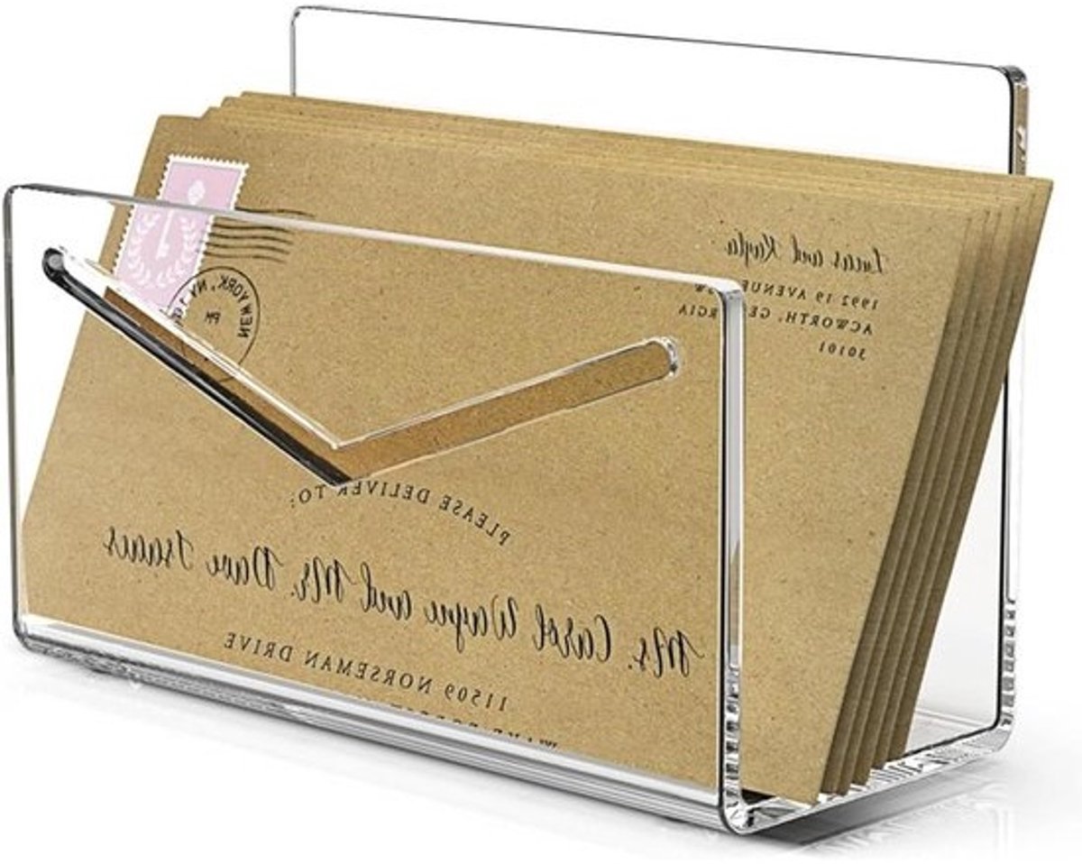 Acryl Brievenhouder - Envelop Organizer - Bureau Organiseren - Antislipbasis - 153x65x10cm - Transparant