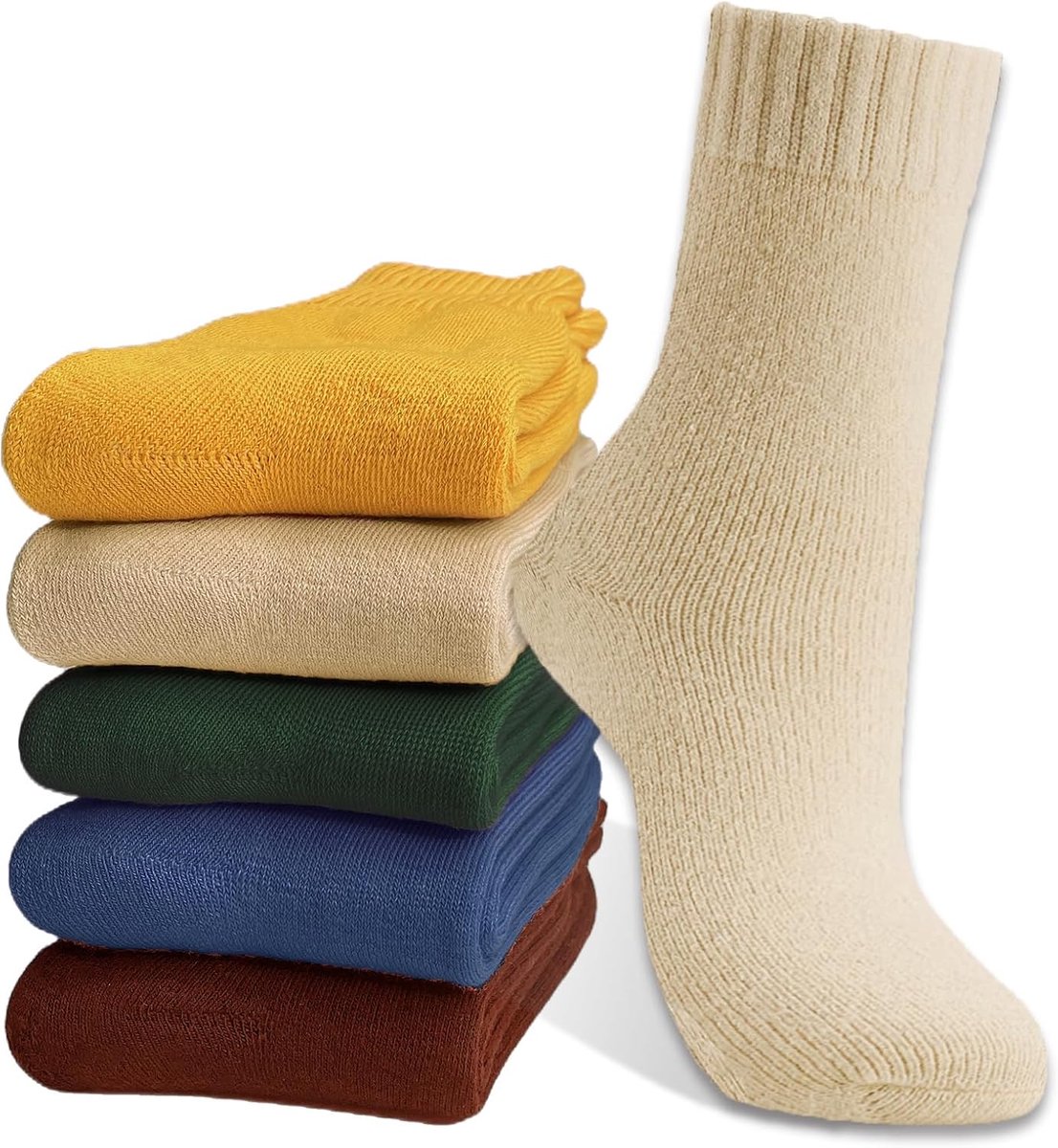 Sokken voor dames, dikke warme knuffelsokken voor dames, 5 paar, wintersokken, wollen sokken, kleurrijk, zacht, wandelsokken, cadeau, sokken voor vrouwen, EU-maat 35-42