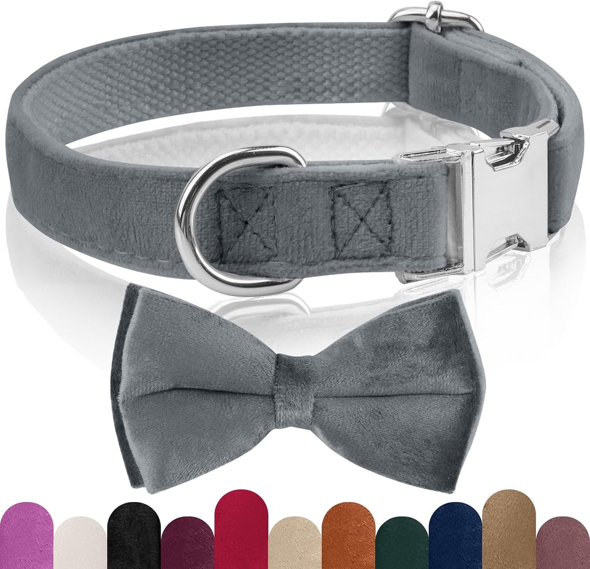 hondenhalsband, met afneembare vlinderdas, comfortabele verstelbare fluwelen halsband, geschikt voor honden, kleine, middelgrote en grote honden, voor bruiloften, verjaardagen