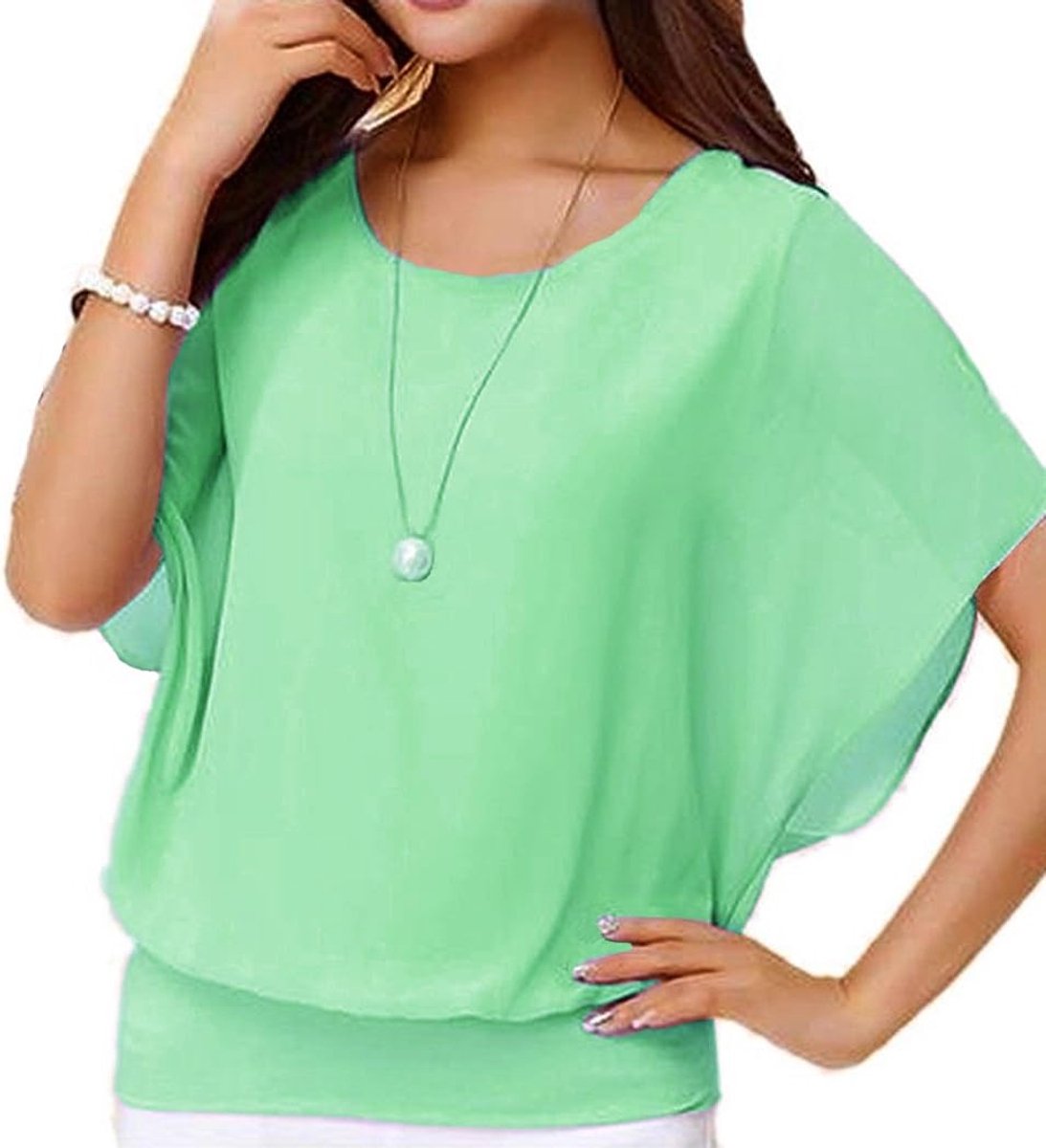 Zomerblouses voor dames, elegante casual chiffon blouses voor dames, tops met korte mouwen