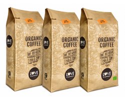 Love 100% Organic Koffiebonen - Voordeelverpakking - 3 x 1000 gram - Regular 5 - Fairtrade Koffiebonen