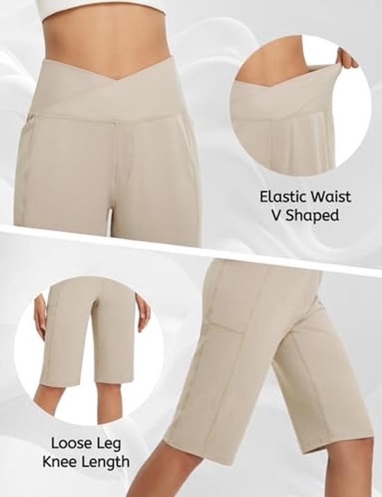 Dames Hardloop Shorts, Bermuda en Yoga Gymshorts met Hoge Taille en Zakjes — afbeelding 3
