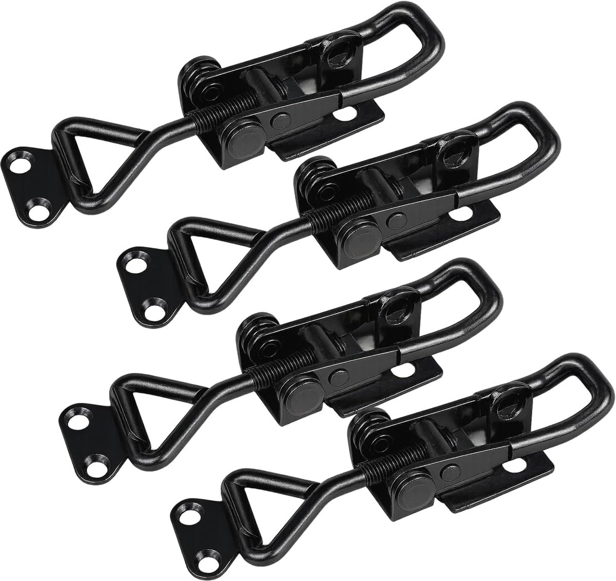 4 stuks verstelbare tuimelklemmen, metalen hendelsluiting, spansluiting, kastsluiting, sluithaken, spansluiting, metaal, voor kisten, kast (zwart)