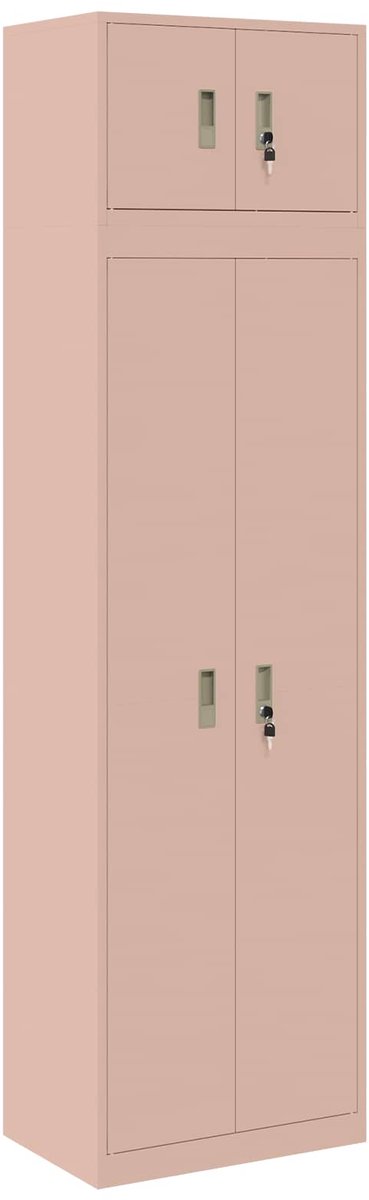 vidaXL Opbergkast - 2 - st - Roze - 60 - x - 40 - x - 220 - cm - Staal - Vergrendelbaar