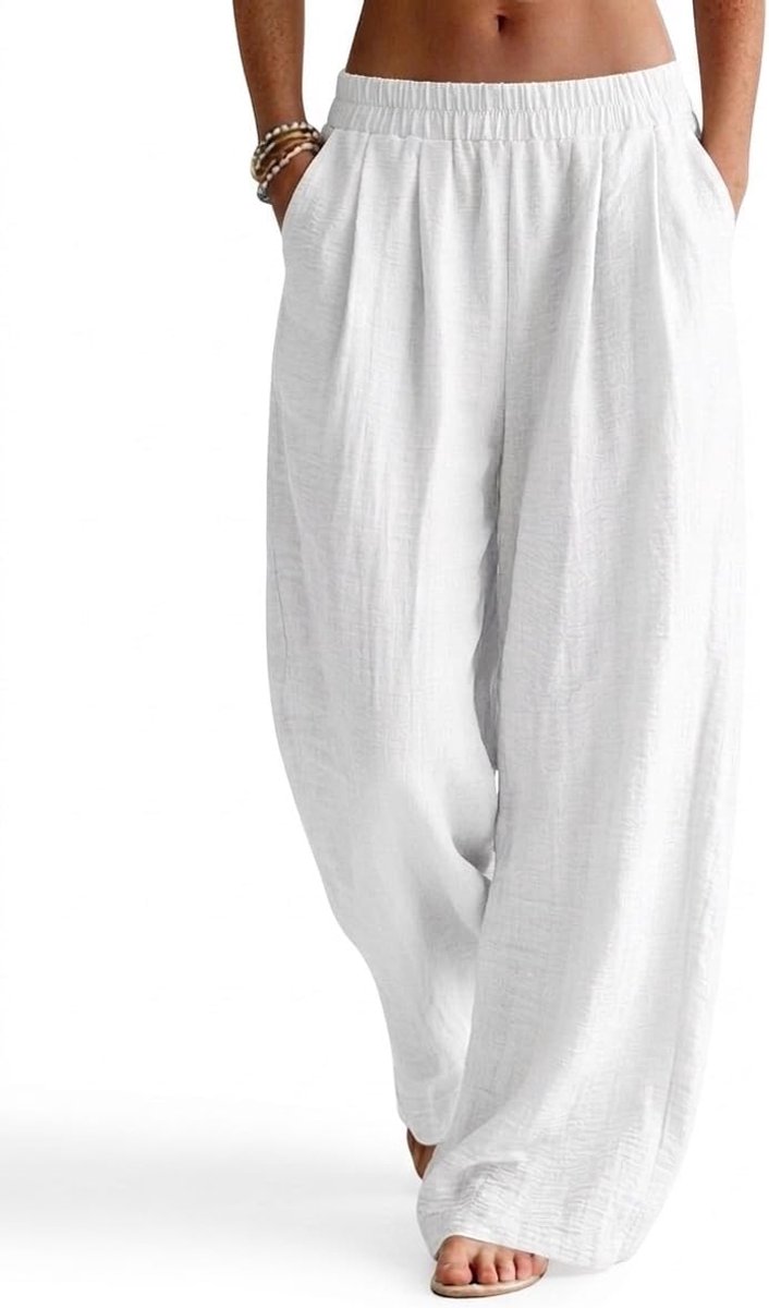 zomerbroek voor dames, lichte luchtige stoffen broek, palazzobroek