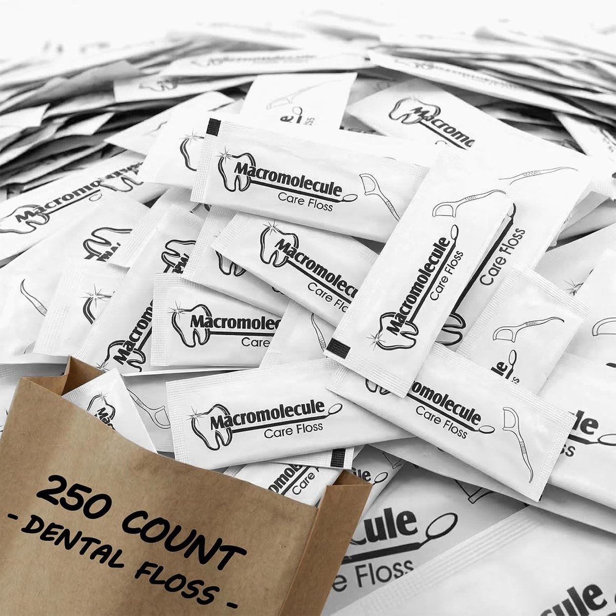 Individueel Verpakte Floss Picks - Ongeparfumeerd - 250 Stuks - Hygiënische Wegwerp Tandzijde Sticks - Voor Thuis en Reizen