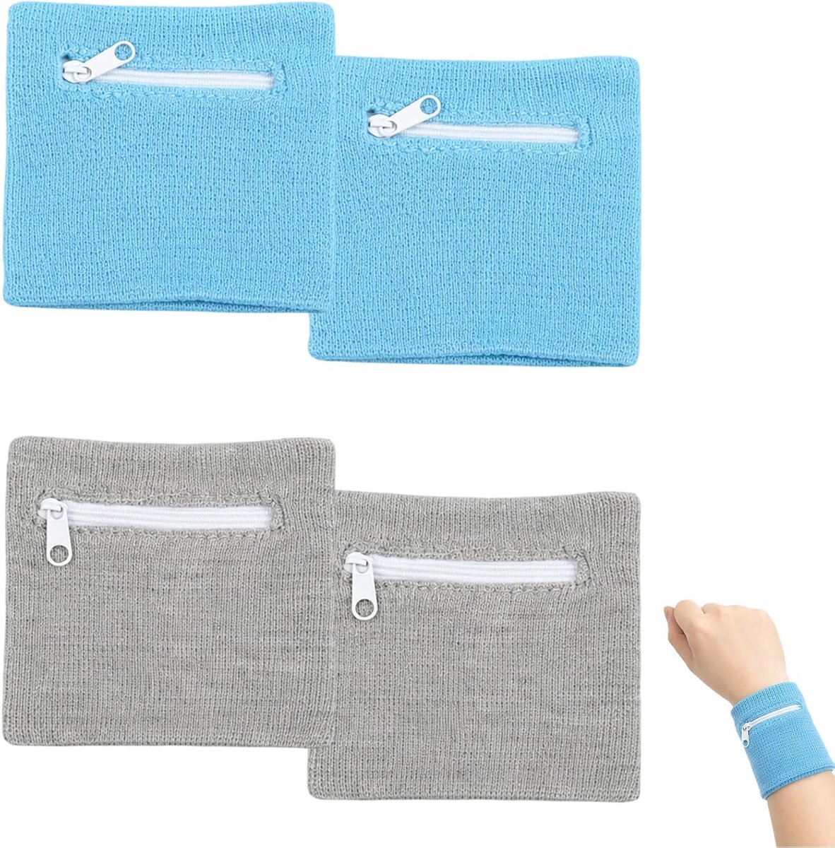 4 stuks polstas met ritssluiting (2 grijs, 2 blauw)