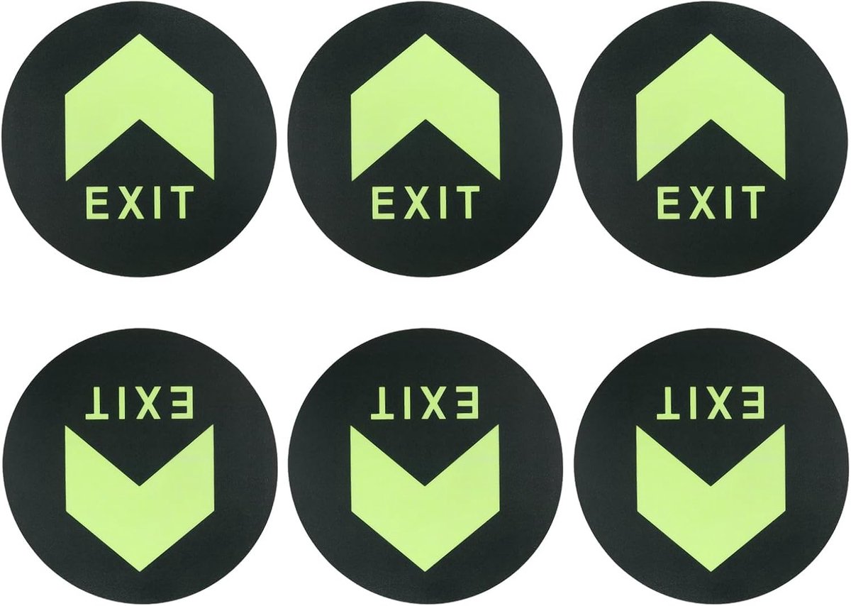 Dailygoods- Pijlstickers 12 stuks - Gloeiend in het donker - Zelfklevend - Verwijderbaar - PVC - 19,3 cm groot - Richtingstekens