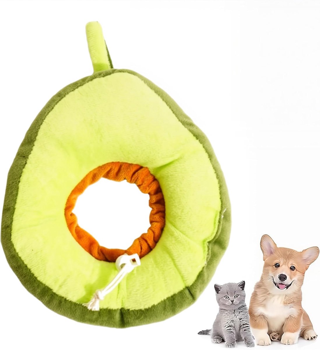 Dailygoods- Avocado Halsband Verstelbaar - Bescherming tegen Likken/Krabben - Geschikt voor Kleine Honden/Katten - Zacht Katoen - Halsomtrek 17-26 cm