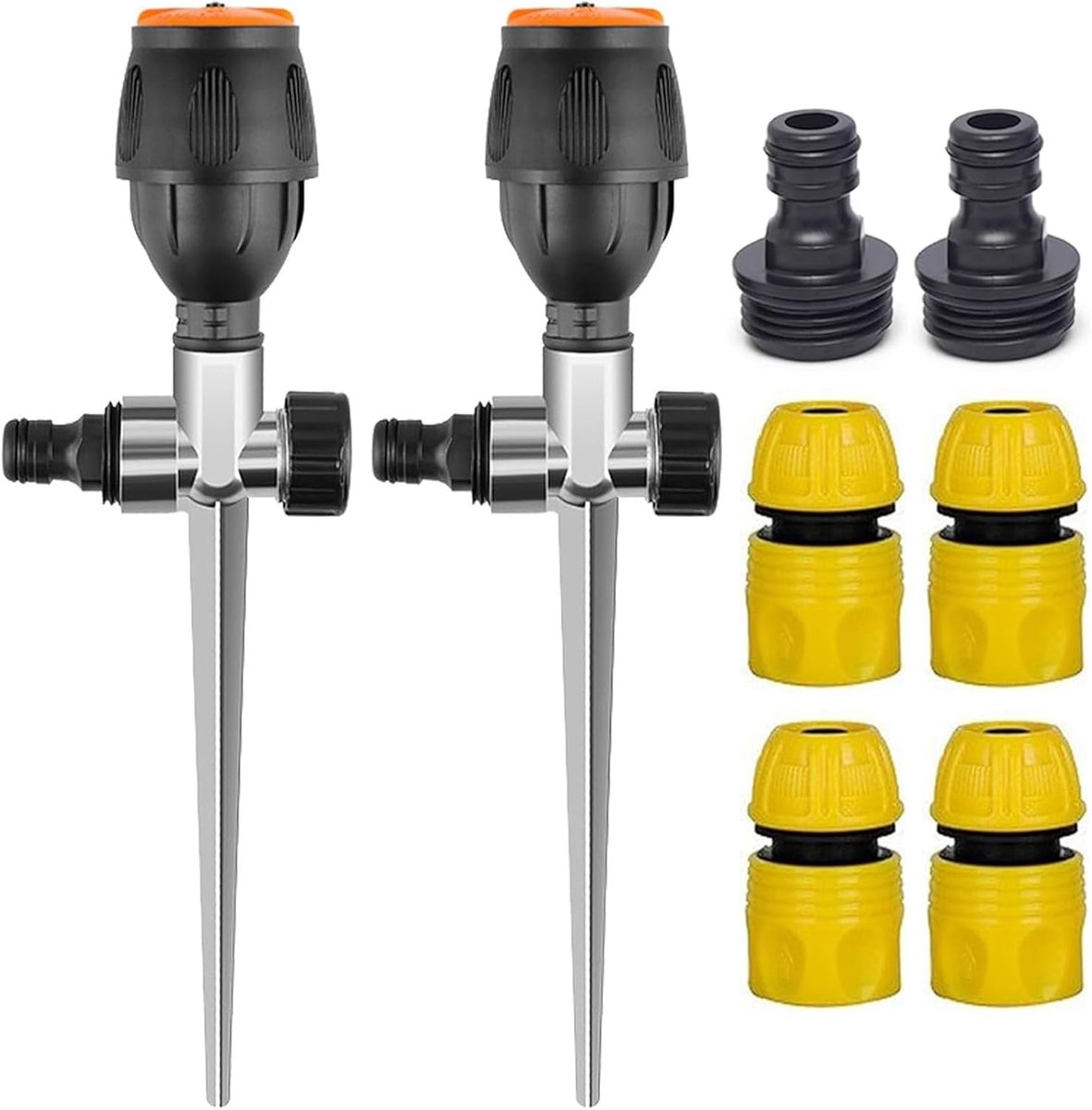 Dailygoods- Gazonsproeier 360° draaibaar - Tuinsproeier - Automatische sproeier - Irrigatiesproeier - Verstelbaar - 2 stuks, ABS-kunststof, 1-12 meter
