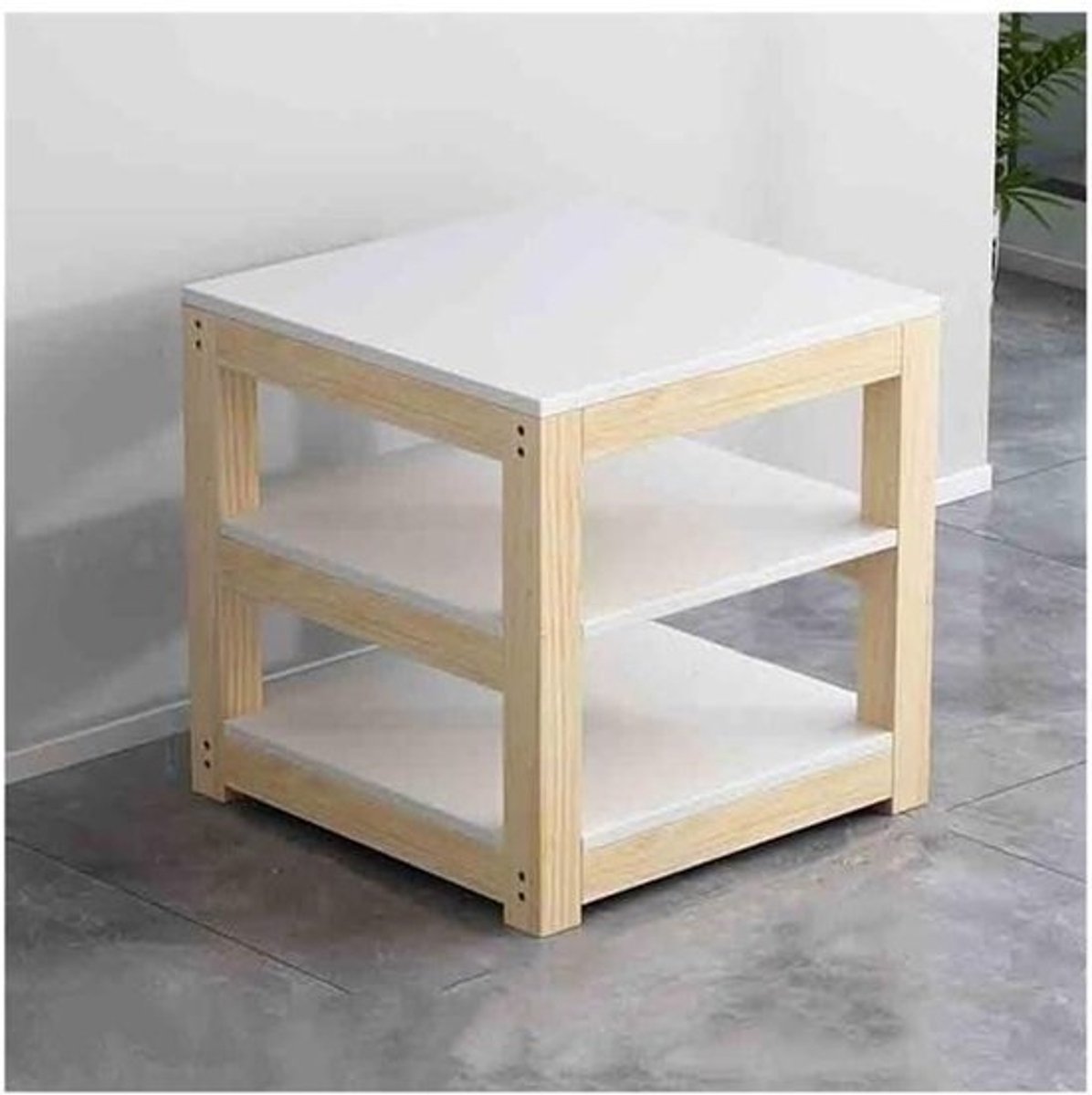 Printerkast Hout - Kopieerstandaard Bureau - Kantoor Organiseren - Dubbellaagse Opbergruimte - 10 x 10 x 10 mm - Beige