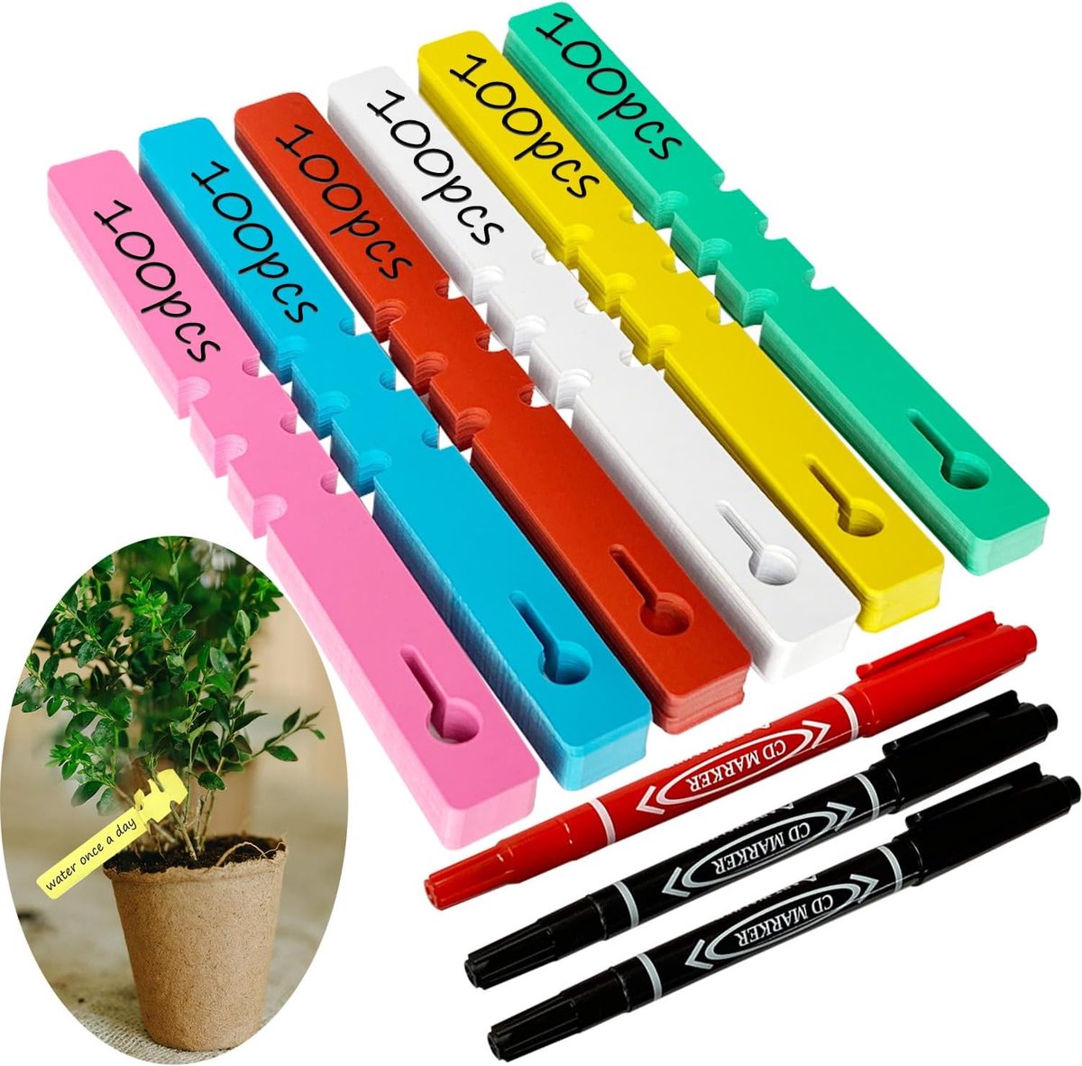 Dailygoods- Plantenetiketten 600 Stuks - Kunststof - Weerbestendig - Verstelbaar - Flexibel - 2 x 21 cm - Robuust en dik - Tuinetiketten