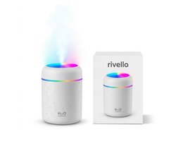 Rivello Luchtbevochtiger- 300ML - Compact & Praktisch - Aroma Diffuser - Luchtbevochtiger Met Aromatherapie - Luchtreiniger - Incl. Led Verlichting - Slaapkamer - Wit