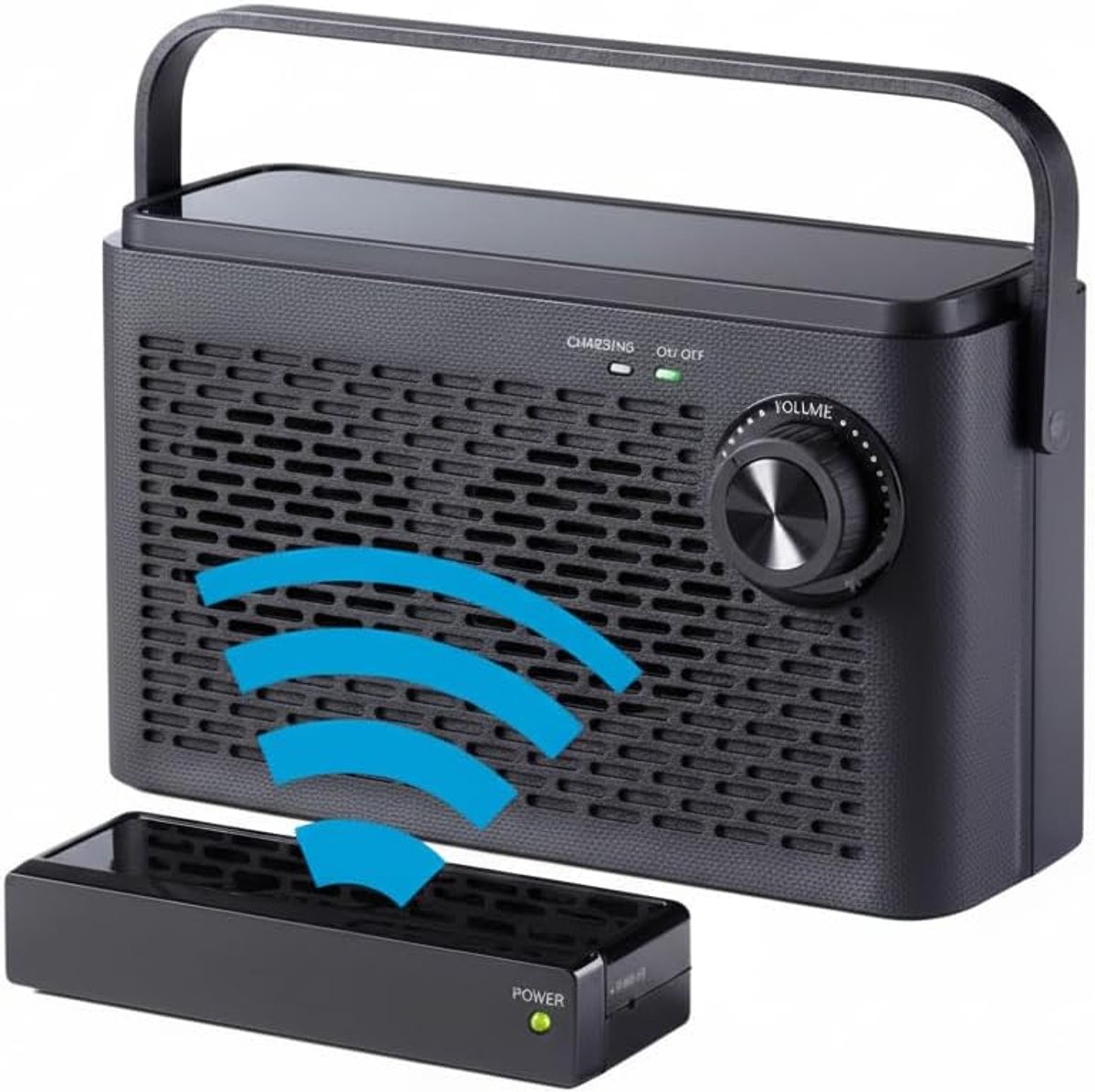 Draagbare tv-spraakversterker, draadloze luidspreker met heldere spraakweergave, 10 uur batterijduur, 30 m bereik, zwart