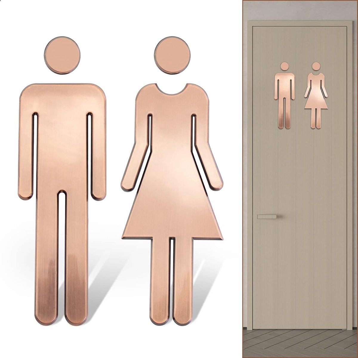 Paar toiletbord toilet bord badkamer naamplaathouder toilet bord 20 cm borden stickers symbool man en vrouw badkamer naamplaten (geborsteld brons kleur)