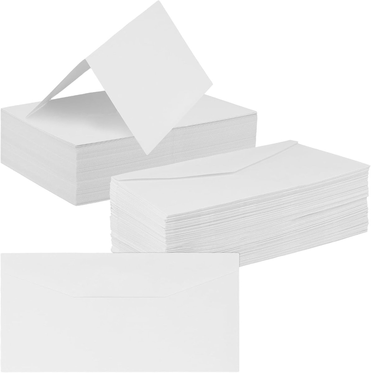 Dailygoods- Wenskaarten Set 200 Stuks - Blanco Wenskaarten - Witte Enveloppen - 11x22cm Enveloppen - 20,4x15,2cm Kaarten - Perfect voor Uitnodigingen