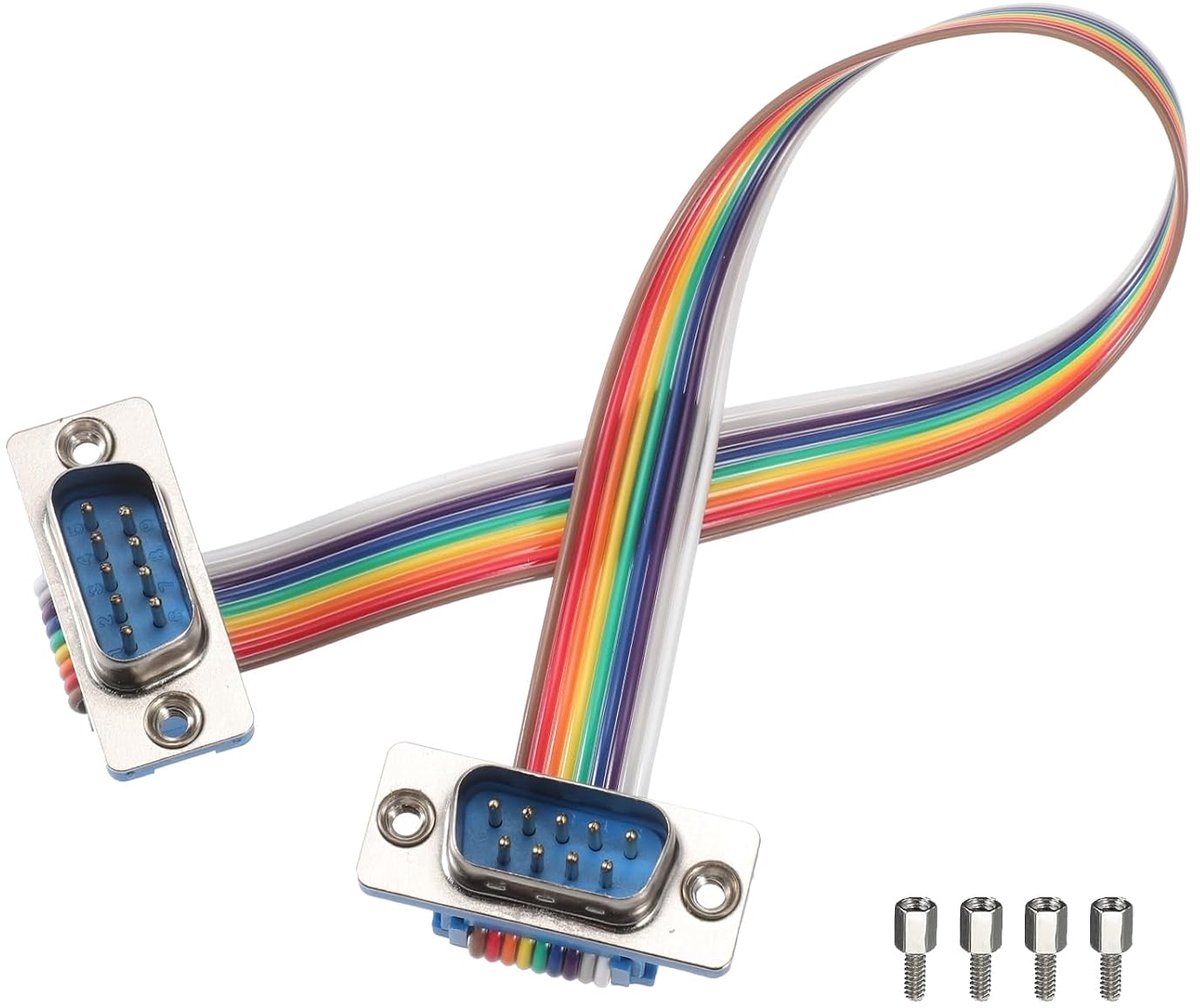 Regenboogkabel platte bandkabel DB9-stekker naar DB9-stekker 8 inch lengte 2,54 mm rasterbroodplank jumperkabel voor elektronische projecten