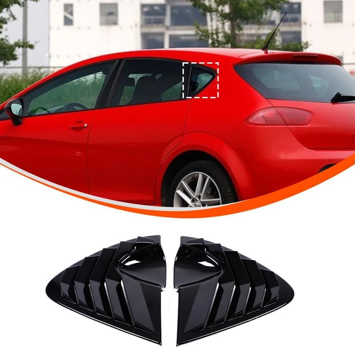 Afdekking voor de achterkant van de auto, geschikt voor SEAT Leon 2008-2012, driehoekige jaloezieën voor auto's, zwarte autosticker voor achterzijruiten