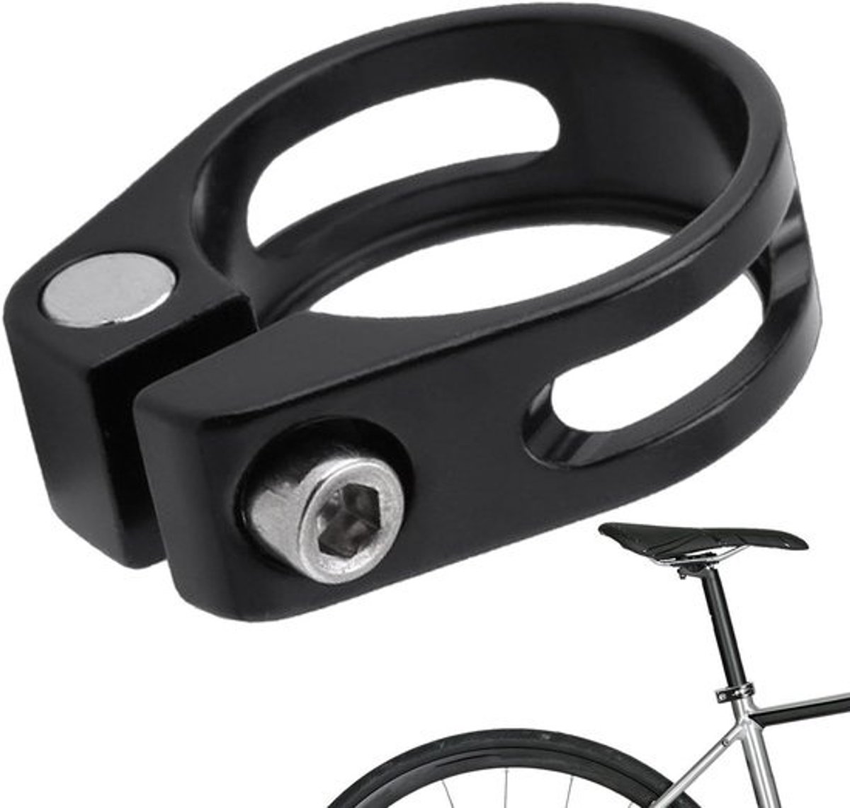 Fietszadelklem - Zadelpenklem - Fiets aanpassen - Roestbestendig - 28.6 mm - Zwart