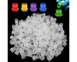 1000 stuks tatoeage inktdoppen kopjes, rayyl kleine inktdoppen, wegwerp tatoeage inktbekers met basis, doorzichtige plastic pigmentdoppen, bekers voor tattoo-inkt en pigment (11 mm)