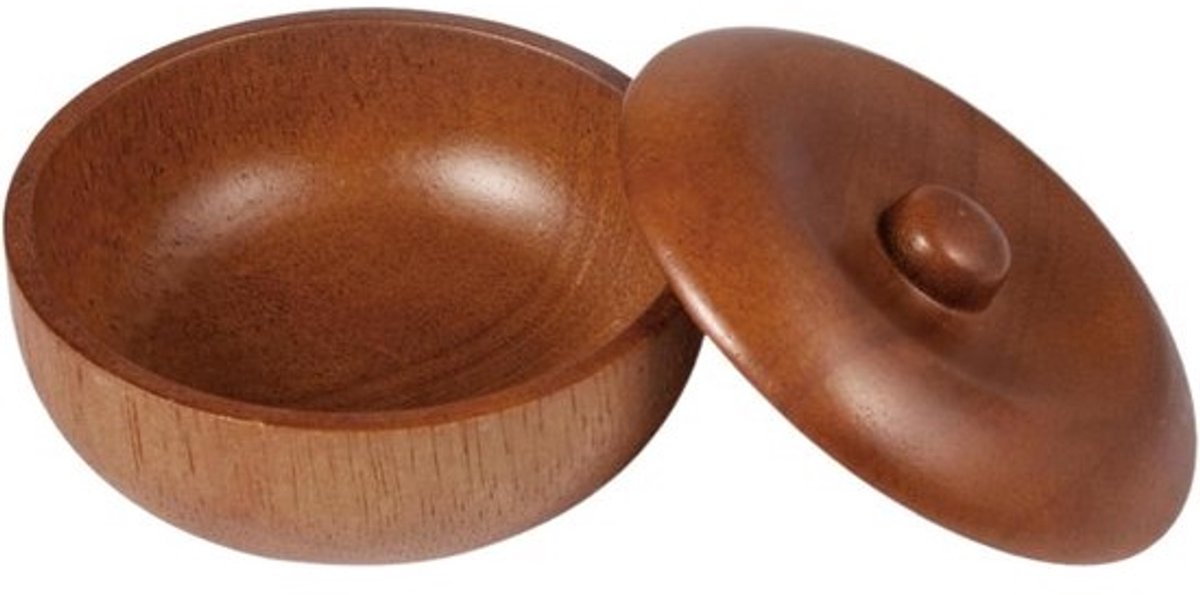 Scheerkom Hout - Zeepkom Deksel - Schuim Creëren - Stof Vochtvrij - 10.4cm Breed - Bruin