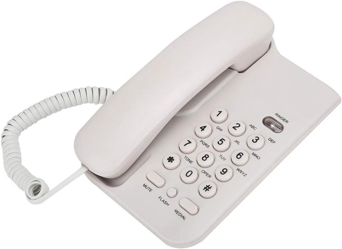 Dailygoods- Draadtelefoon grote knop - Vaste Telefoon - Handsfree Telefoon - Geschikt voor Thuisgebruik - Wandmontage - Materiaal ABS - Afmetingen 19x