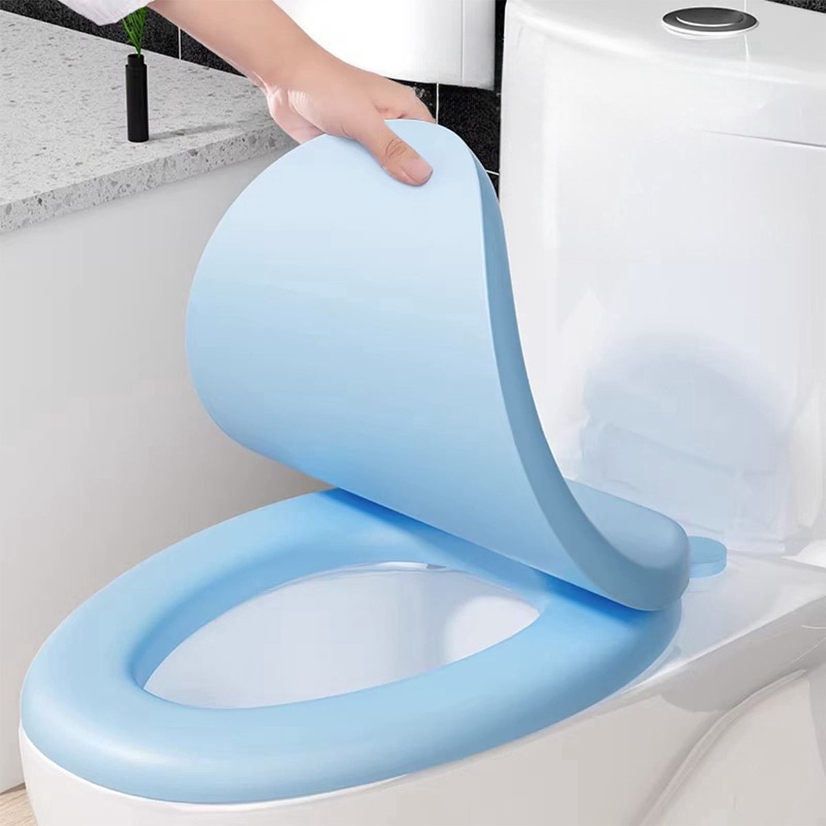 Ulisem - Zachte Vinyl Toiletbril Met Schuimkussen - Toiletbril - Langzame Stille Sluiting - Antislip Stabiel Design - Eenvoudige Installatie - Geschikt Voor Standaard Toiletten - 300kg Belasting - Voor Badkamer