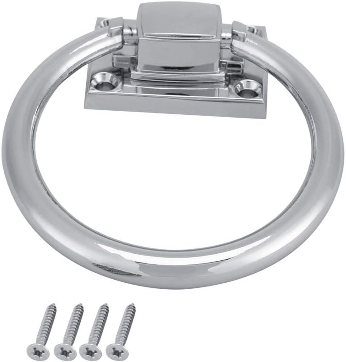 Dailygoods- Trekknop Glanzend - Roestvrij Staal - Binnendiameter 78 mm - Buitenring 98 mm - Afmetingen 111x56x38 mm - Duurzaam en Waterdicht - Deurgre