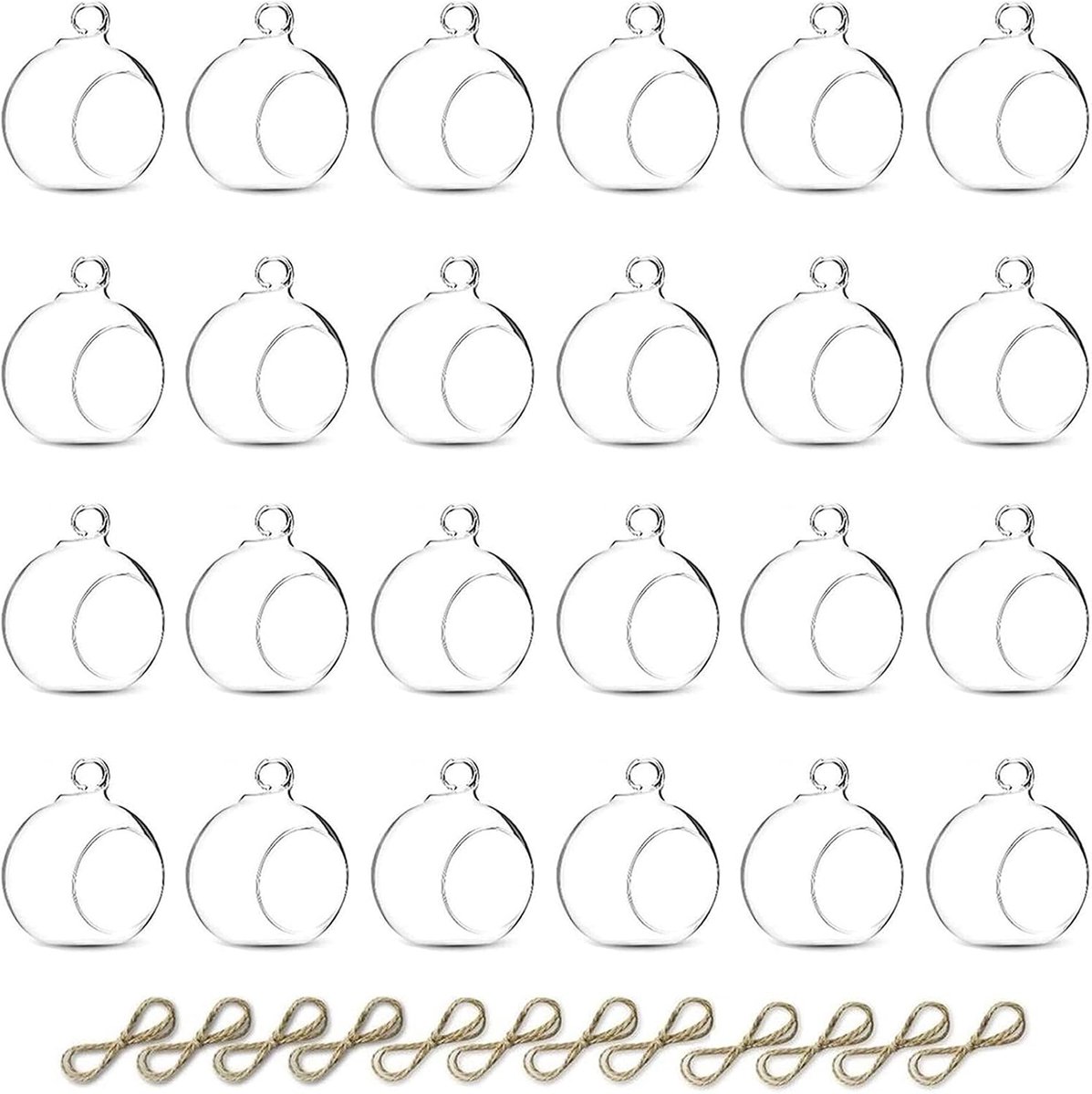 Dailygoods- Theelichthouder Hangend 6cm - Glazen Kaarshouders - Decoratief Accent - Set van 24 - Voor LED Kaarsen - Perfect voor Bruiloft en Feestdage