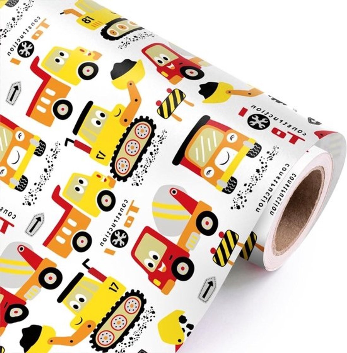 Inpakpapier Rol - Cadeaupapier Wikkelpapier - Cadeaus Versieren - Voertuig Ontwerp - 43 cm x 3 meter - Wit
