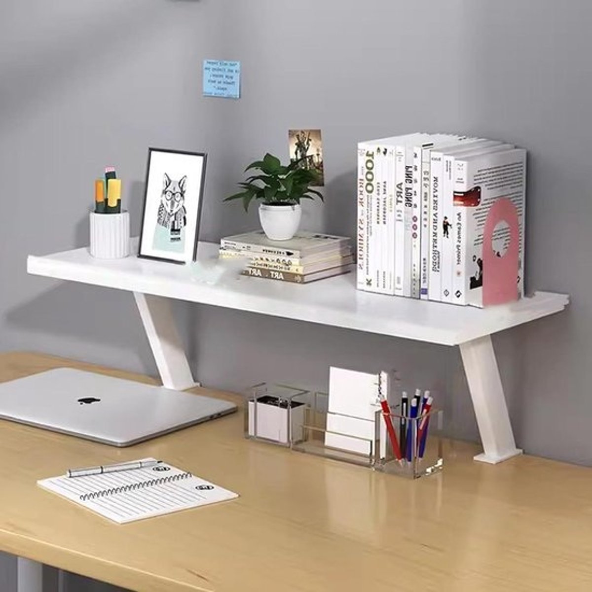 Bureau Plank - Bureauverlenger Extra Opslag - Werkruimte Organiseren - Klembevestiging - 40cm - Wit
