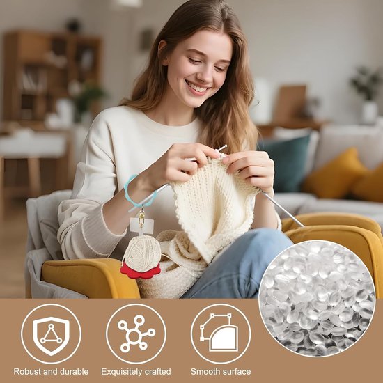 Yarn Holder voor Wol met Armband, Voorkomt Ingewikkeld Rimpelen, Ideaal voor Breien en Haken, Perfect Cadeau voor Breiliefhebbers, Acryl en Rood — afbeelding 2