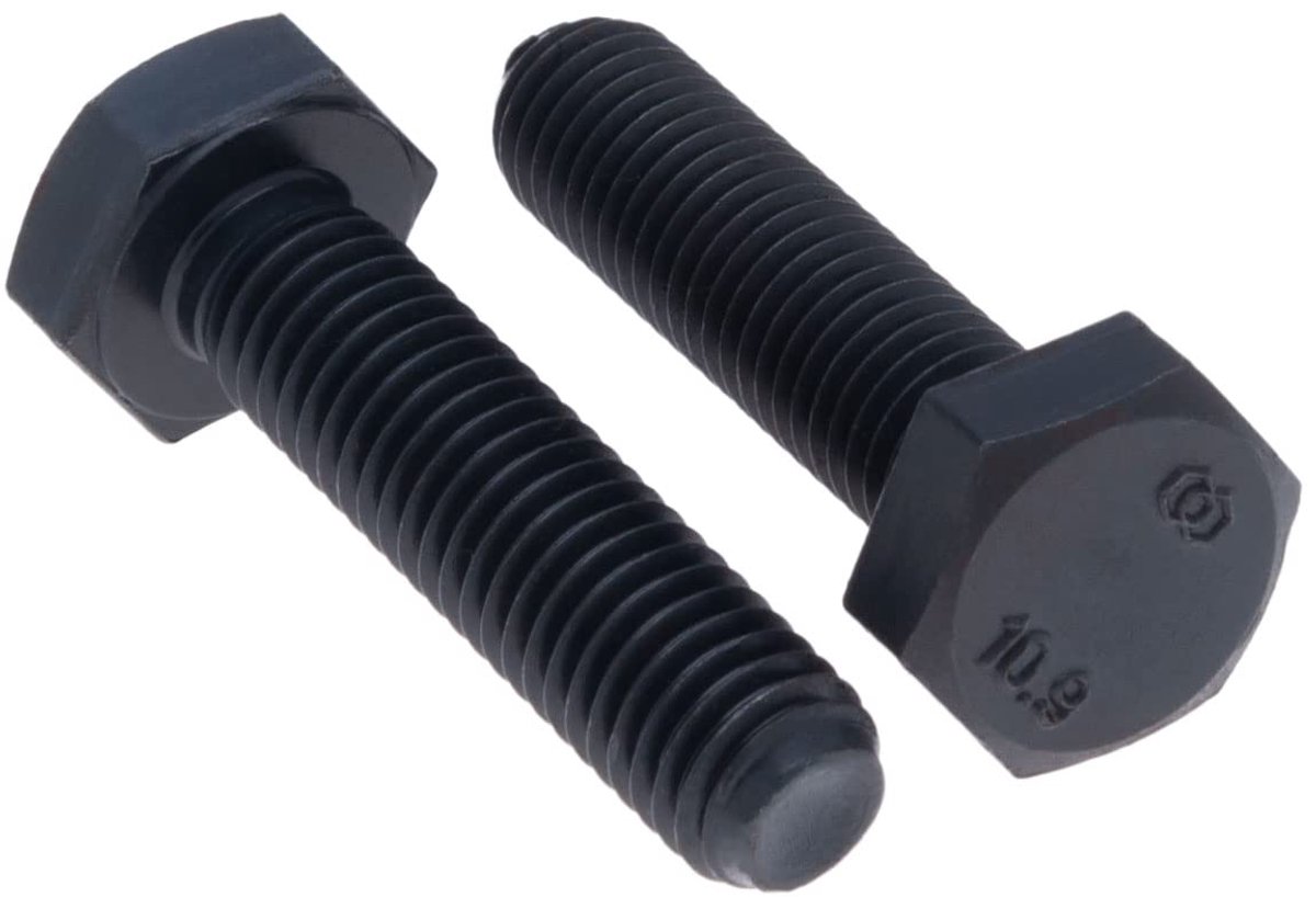 M12x50 Zeskantbouten, metrische, zwart, dopschroeven met hoge treksterkte Geschikt voor metalen constructiewerk, automobielmachines, doe-het-zelf, HT-staal Class 10.9 DIN933 12mm x 50mm (Pack of 5)