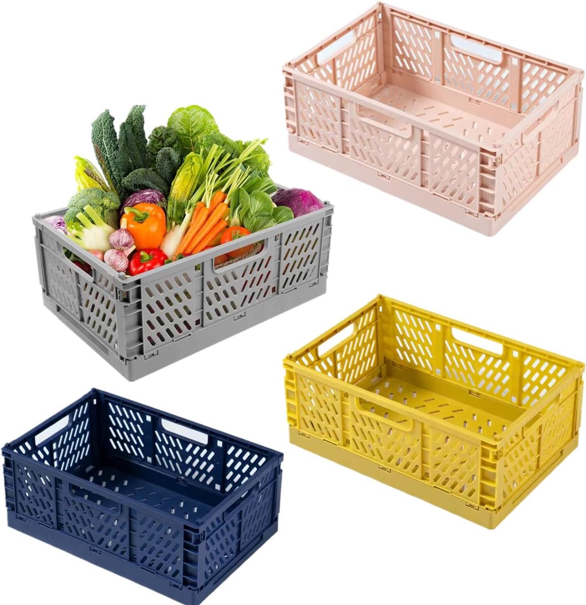 Opbergmand, vouwdozen, opvouwbaar, stabiel, kleine en grote opbergdoos, opbergmand voor keuken, slaapkamer, kantoor (4 mix, 30 x 20 x 12 cm)
