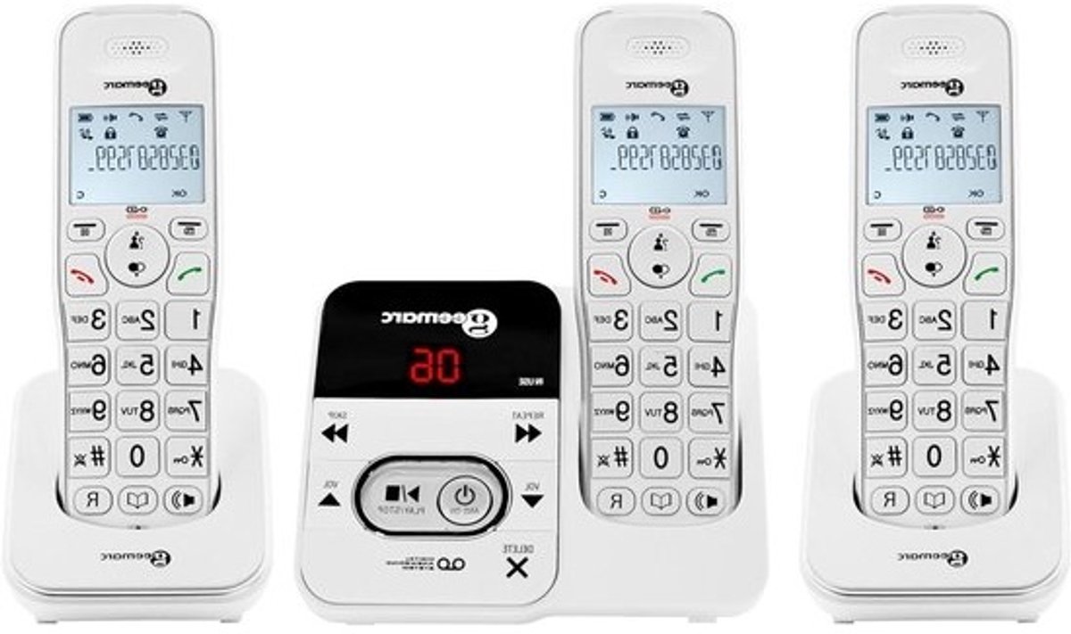 Draadloze Vaste Telefoons - Senioren Telefoon Set - Oproepen Aannemen - Versterkte Beltoon - 3 handsets - Wit
