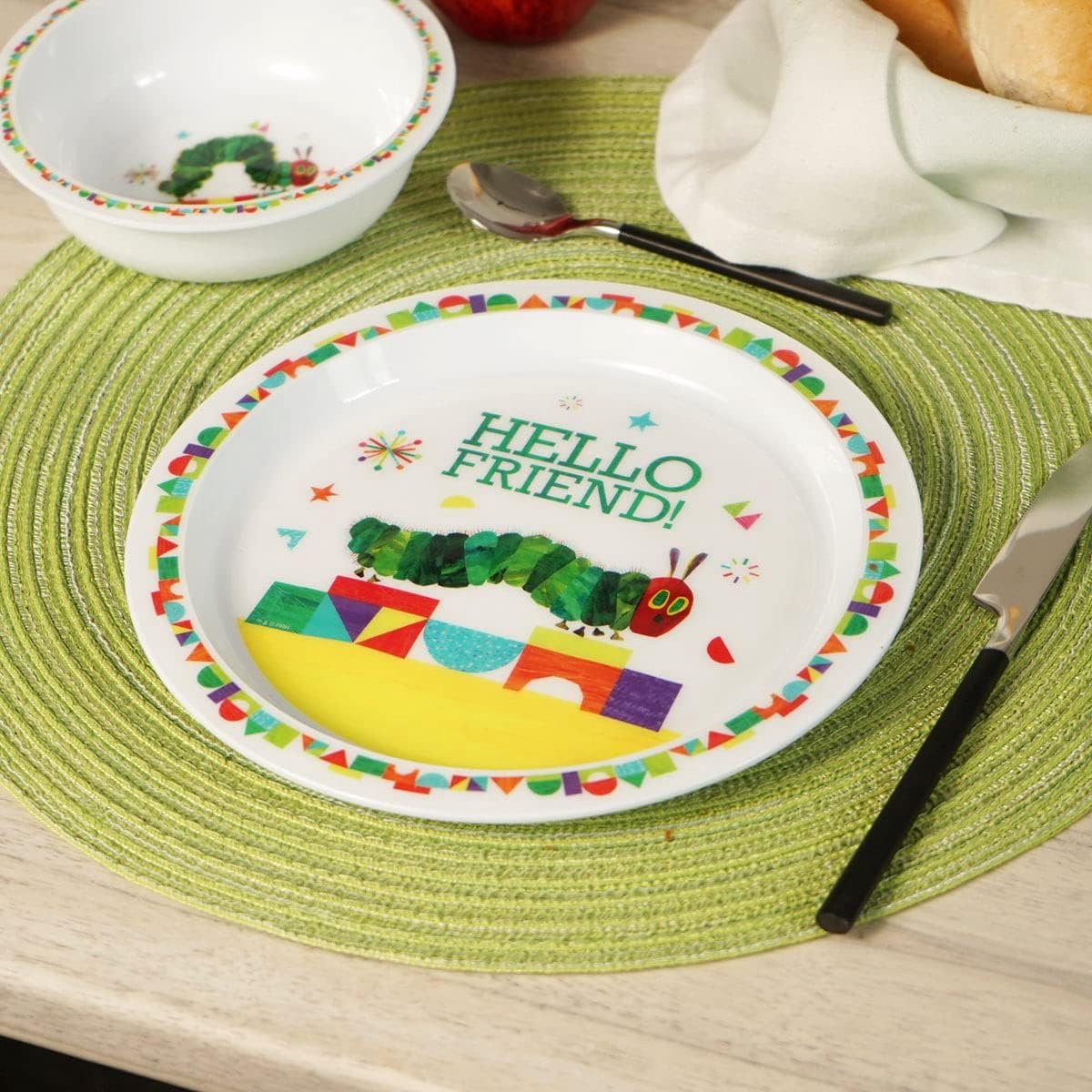 Nimmersatt Bord Hello Friend 2-delige set, groen, 14833
